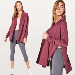 LULULEMON Mauve Pink 100% Merino Wool Open Front Blissful Zen Sweater